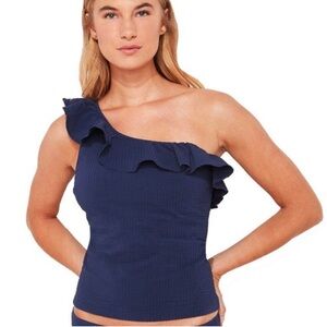 Vineyard vines womens one shoulder bathing suit top tankini